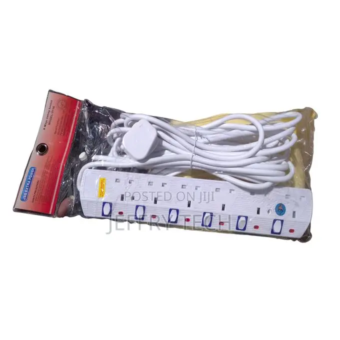 JSB 6-Way Socket Power Extension Cable 5m/10m White