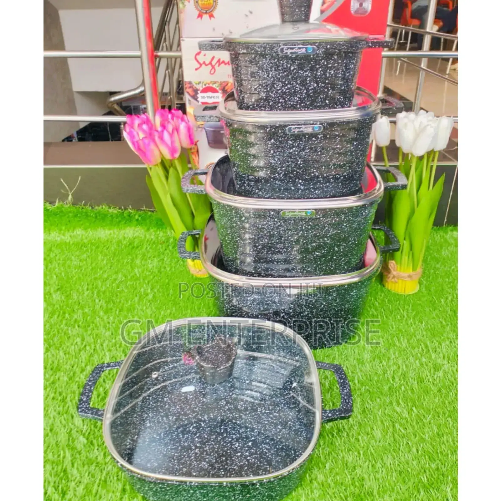 10 PCS Square Granite Die Cast Cookware Sets 
Sg-TWFG-10