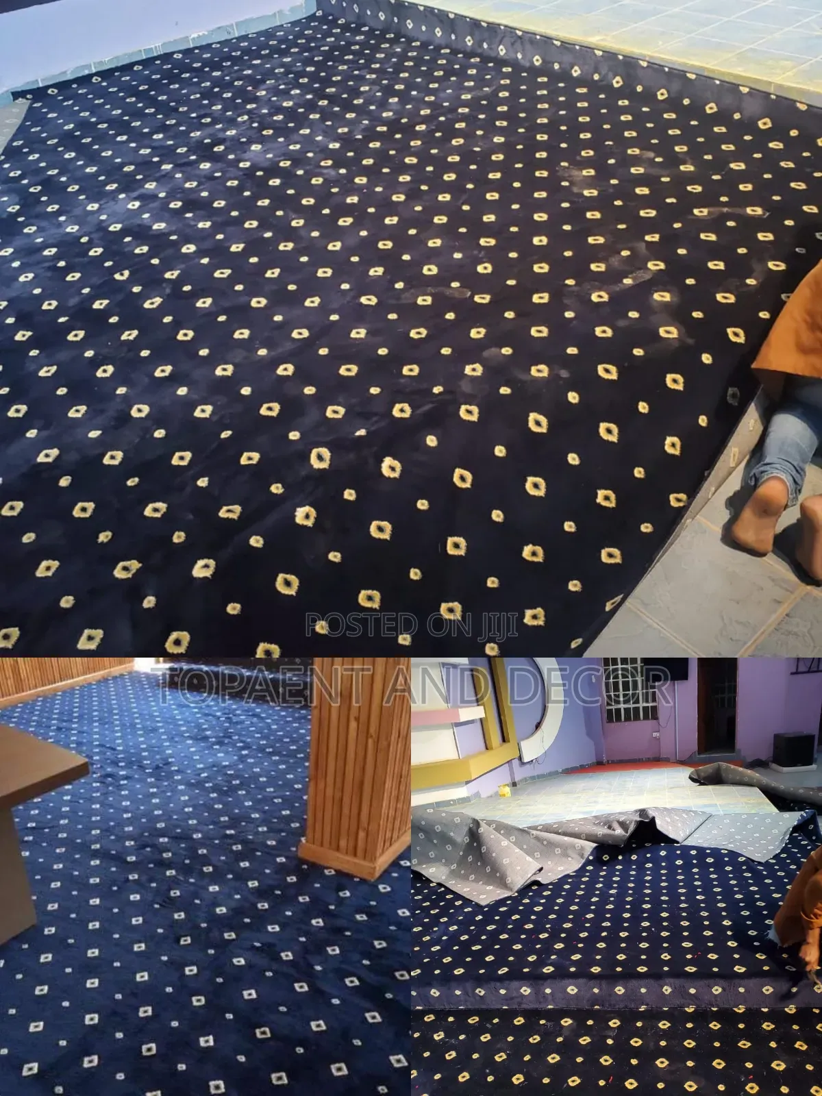 Blue Dotted Vip 10mm Thick Floor Carpet Warm and Elegant Look