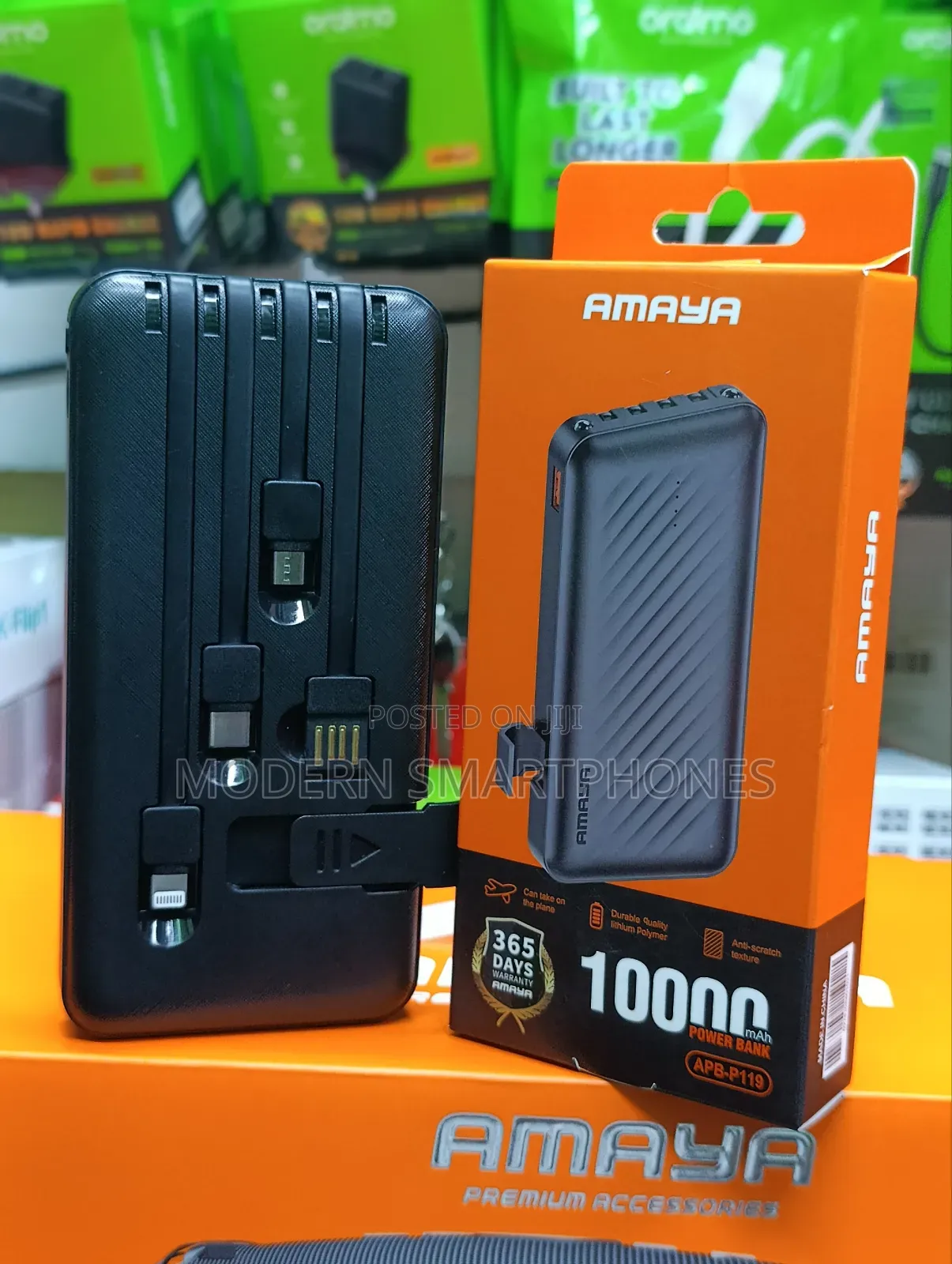 Amaya Apb -P119 10000mah Portable Powerbank With Inbuilt Cable