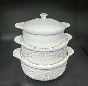 3pcs Set Eceramic Casserole Serving Dish With Cover