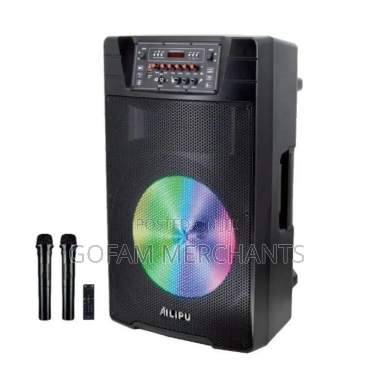 15-Inch Rechargeable Speaker With Led Display Wireless Microphones