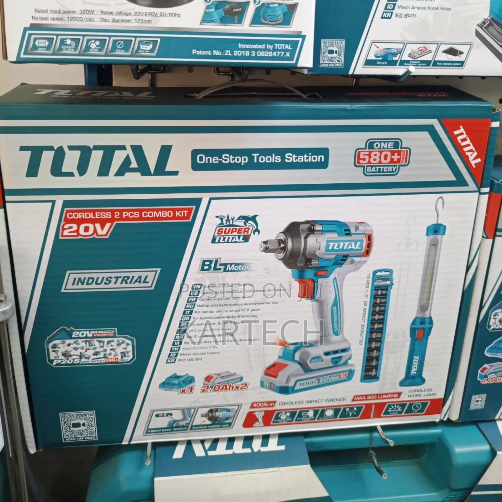 Total Cordless 2 PCS Combo Kit, 20v Industrial Impact Wrench