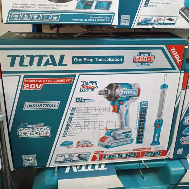 Total Cordless 2 PCS Combo Kit, 20v Industrial Impact Wrench