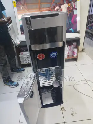 Mika Water Dispenser, Floor Standing Bottom Load, Black and Silver
