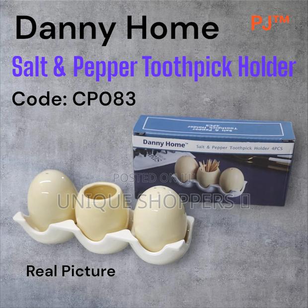 Cp083 Danny Home Porcelain Salt Pepper With Toothpick Holder Set