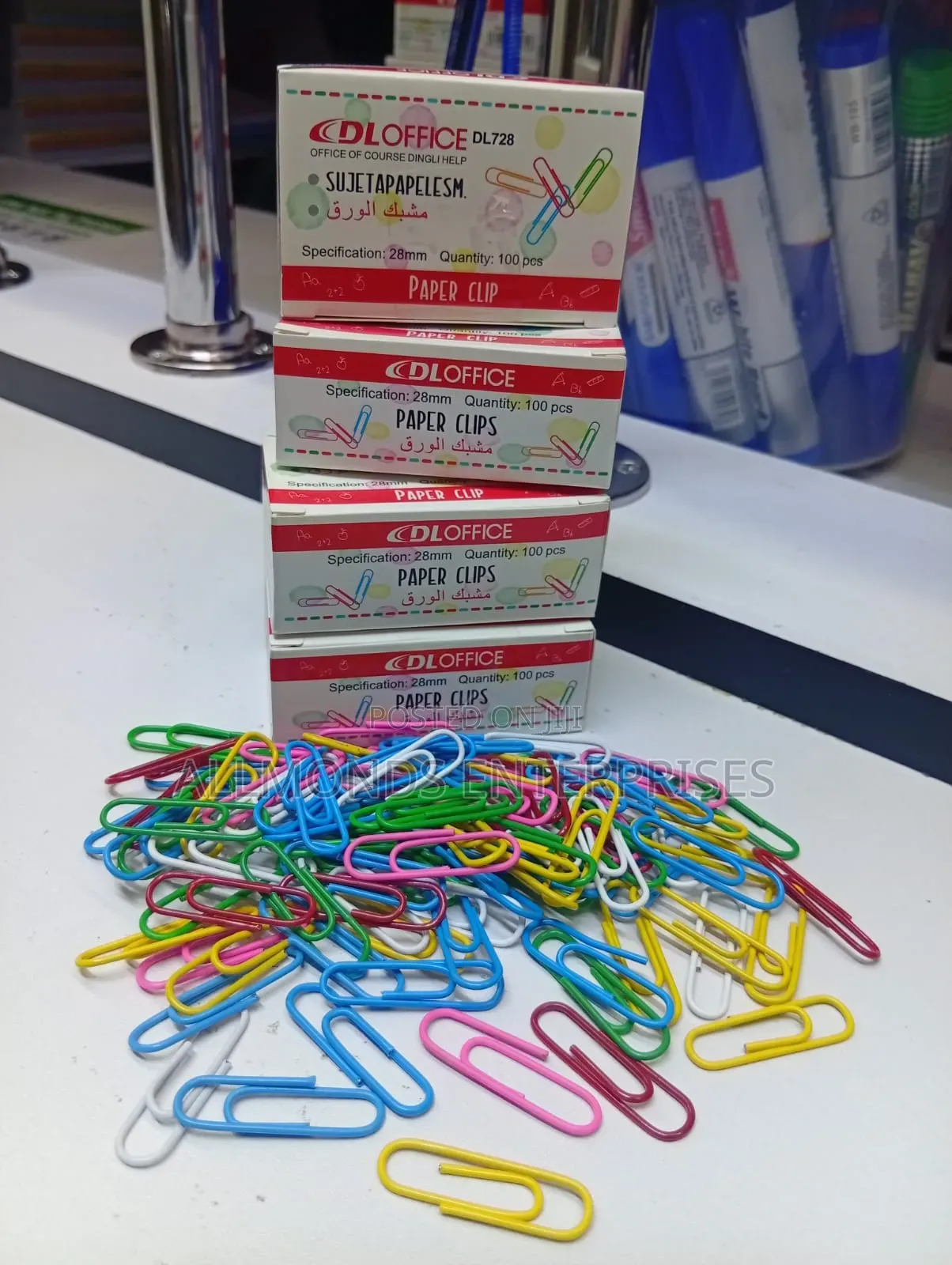 A Packet of Plastic Coloured Paper Clip 28mm- 100 Clips