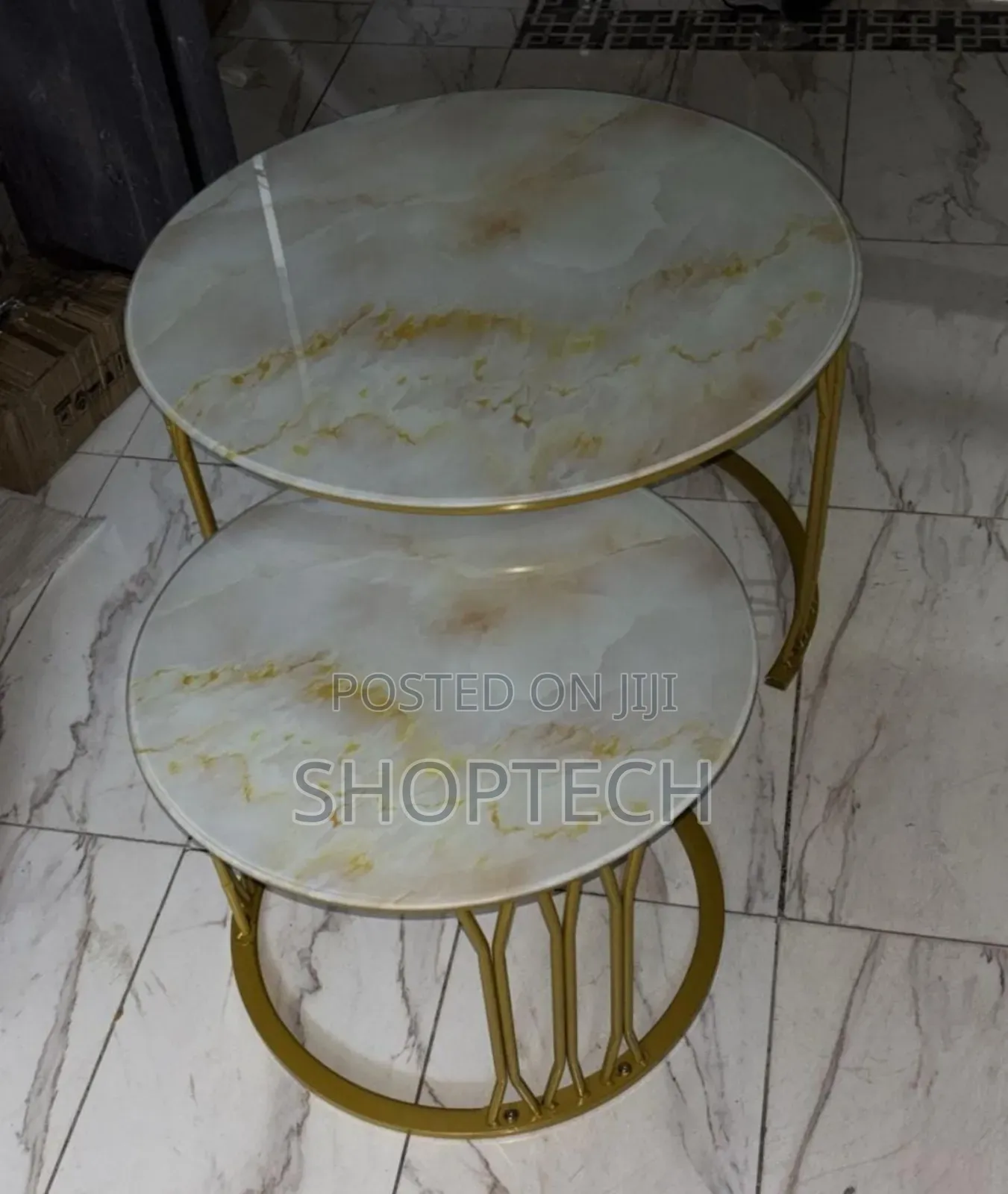 Executive Marble Top Nesting Tables(Glass Effect Large)