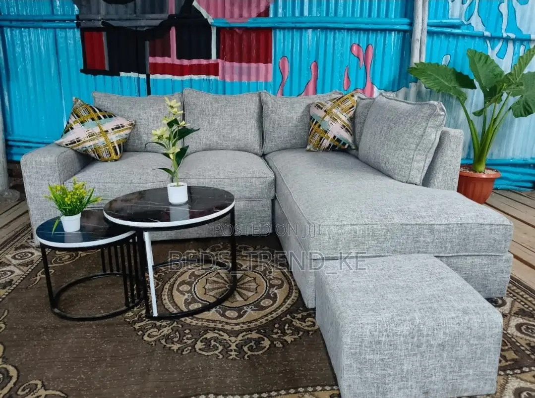 Sleek Classy 6 Seater L Sofa With a Puff
