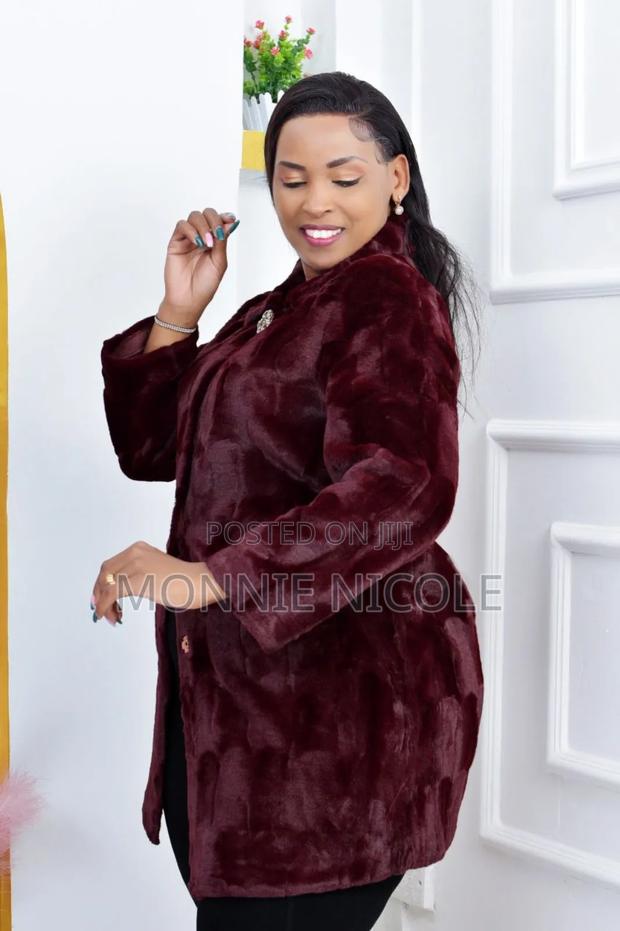 Maroon Warm Fur Coat/Trenchcoat - thumbnail 2