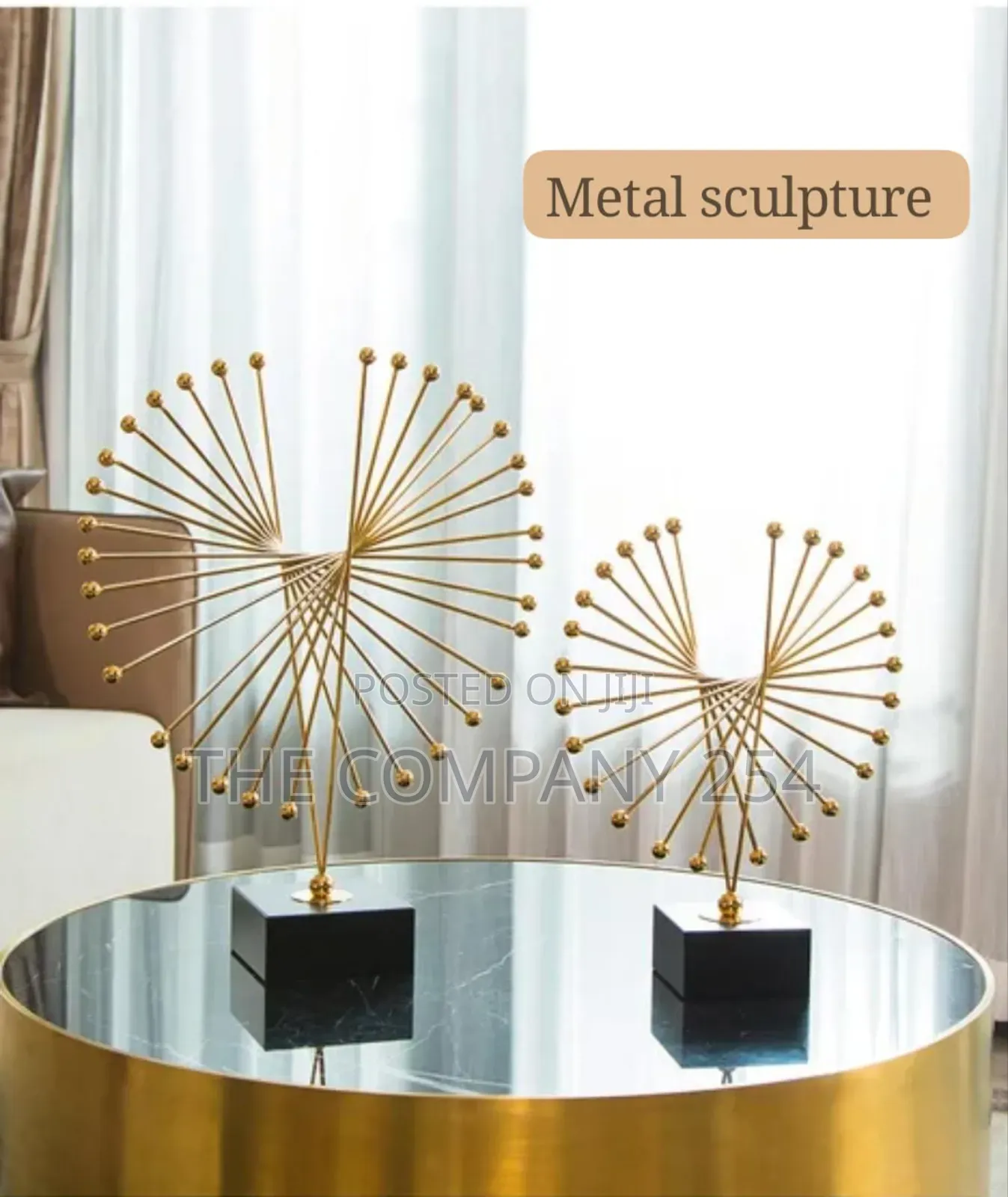 *Executive Metal Abstract Spiked Sculpture For Office And Living.