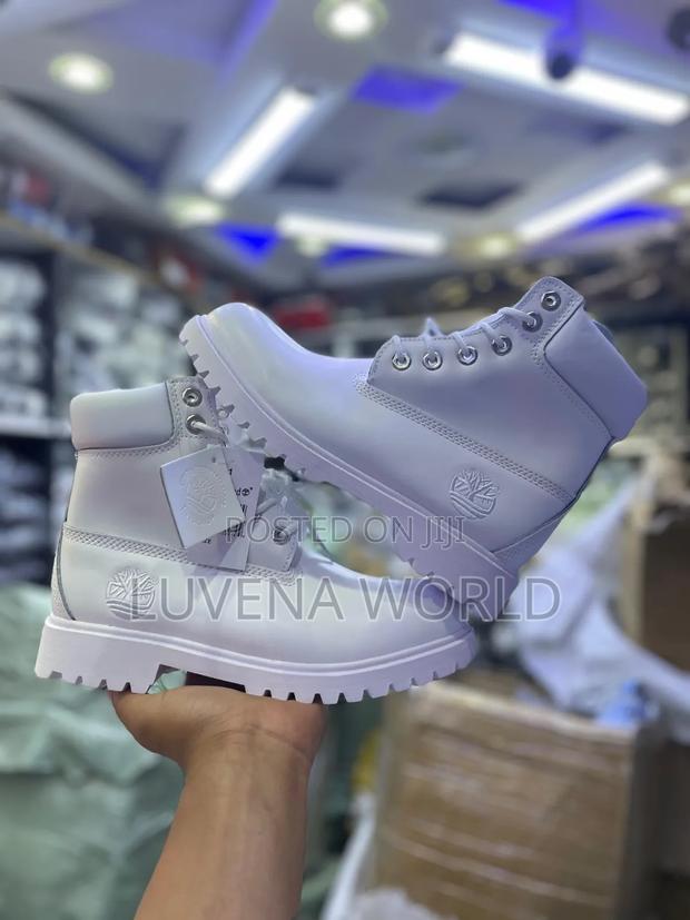 Pure White Timberland Boots - main view