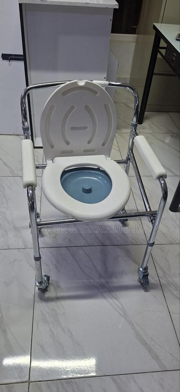 Foldable Commode Chair With Caster Wheels - thumbnail 2