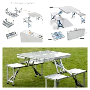 Portable Picnic Camping Chair and Table Set With 4 Seats