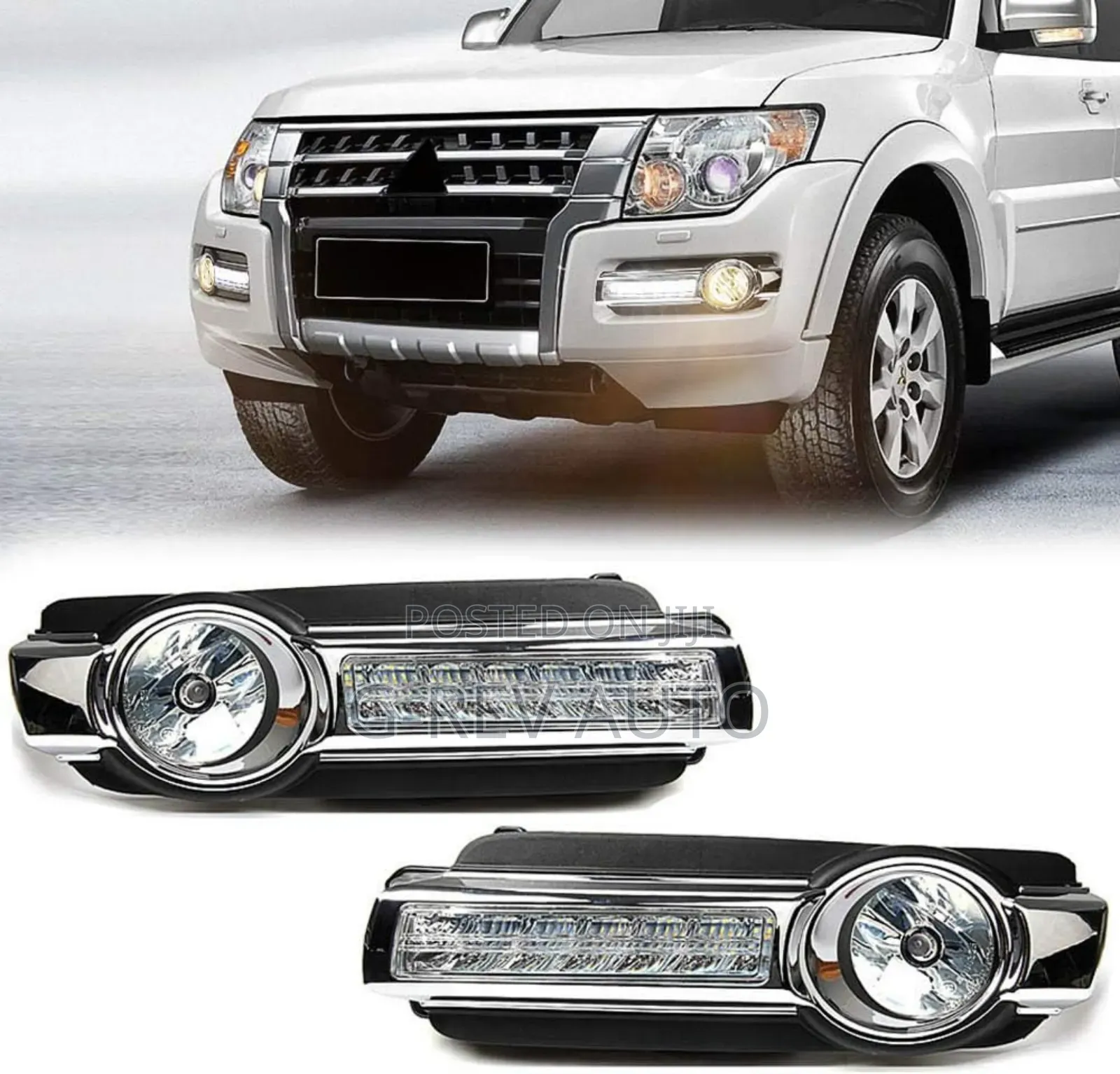 Pajero 2015-2019 Foglight Covers With Day Running Lights.