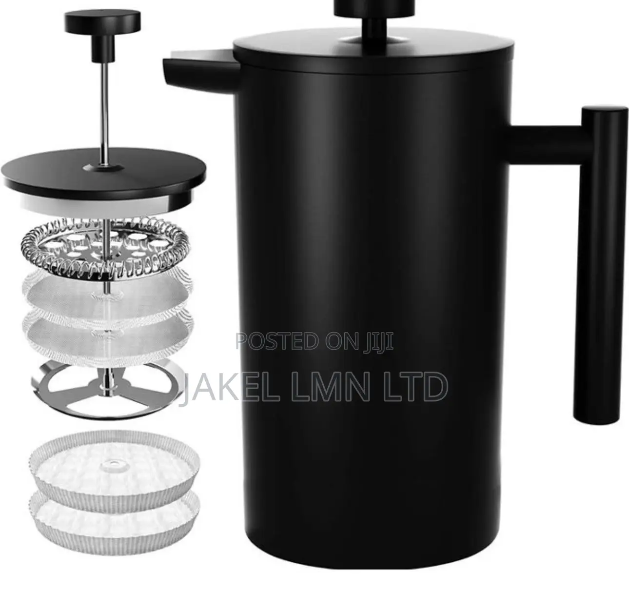 Black Stainless Steel Double Wall French Coffee Press - 800ml