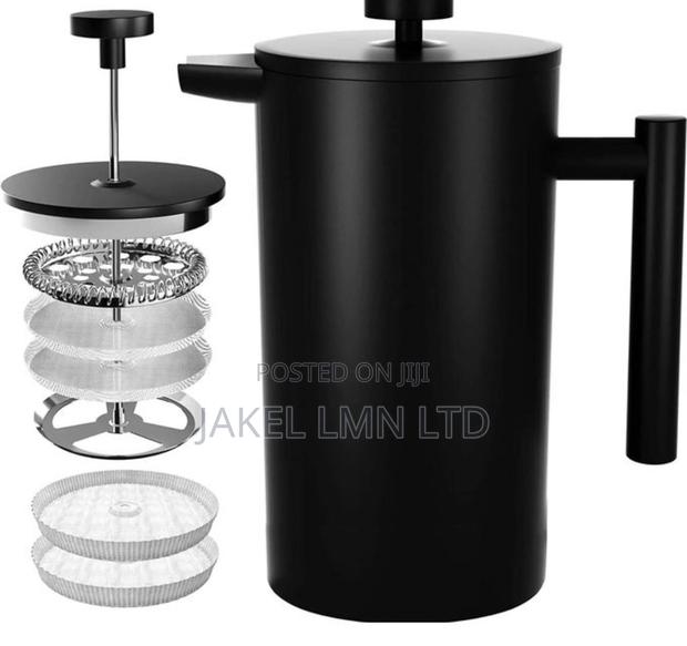 Black Stainless Steel Double Wall French Coffee Press - 800ml
