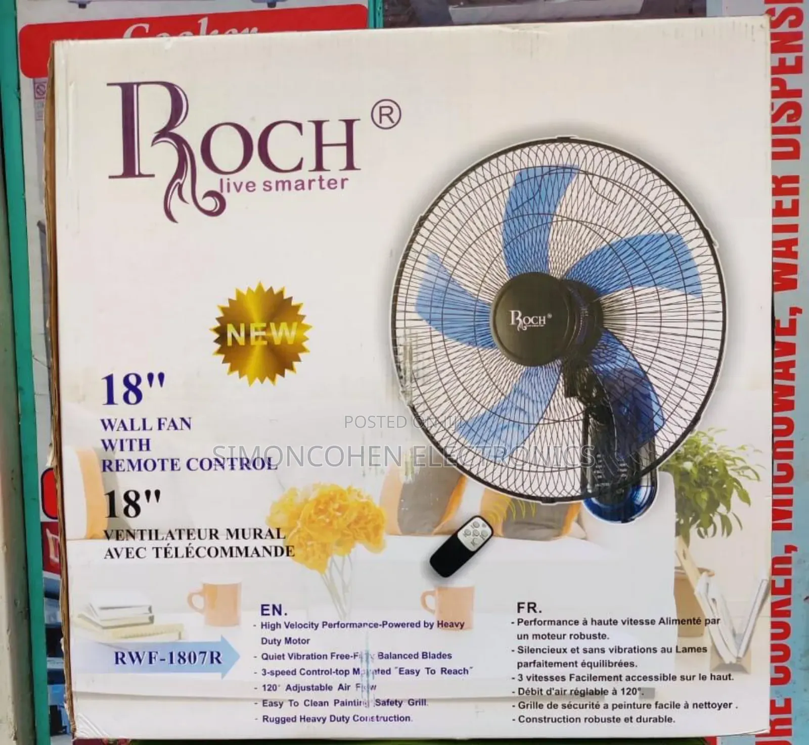 Roch Wall Fan 18 Inch With Remote
