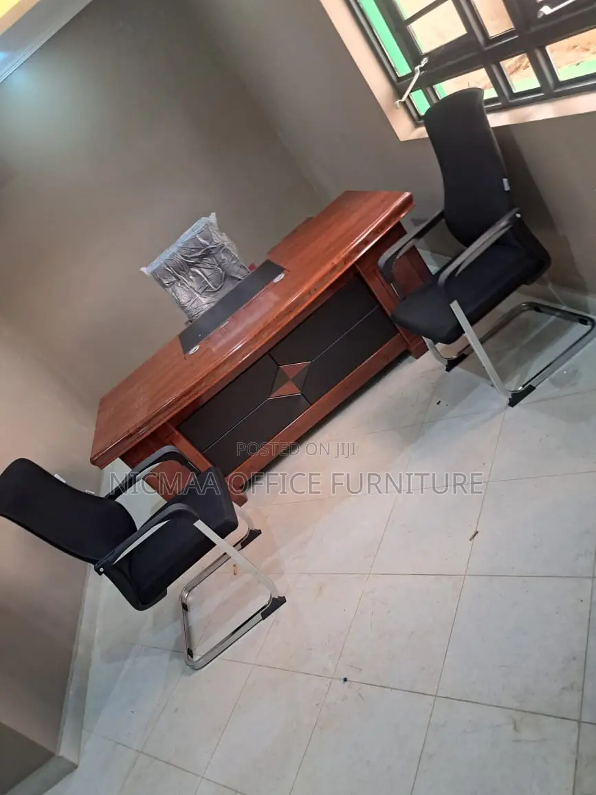 Geometric Front Panel Executive Wooden Desk