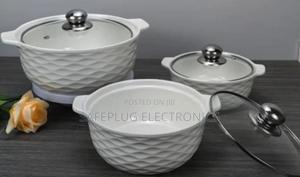 Set of 3 White Soup Pots Different Sizes – Ideal for Soup, Stew, Sauce - main view