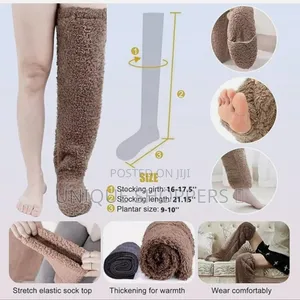 Plush Over the Knee Socks Furry Long Leg Warmersfuzzy Slipper Stocking