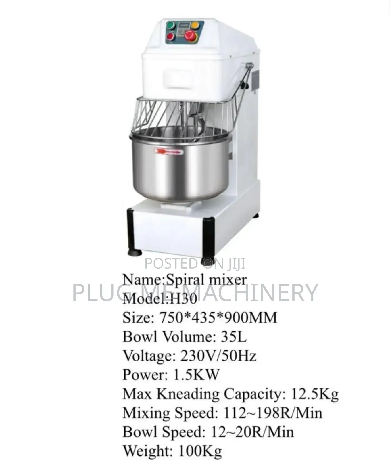 34l Spiral Mixer Machine/ Commercial Spiral Mixer Machine