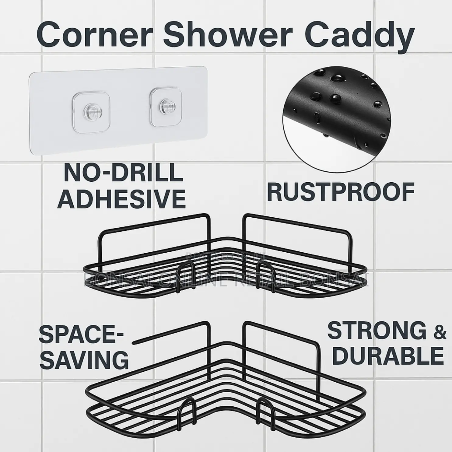 Bathroom Corner Storage Rack – Non-Drill Triangle Shelf Organizer