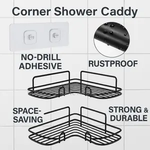 Bathroom Corner Storage Rack – Non-Drill Triangle Shelf Organizer