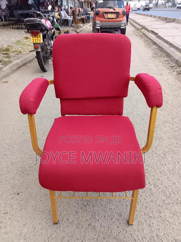 Red Church Chair With Armrest 