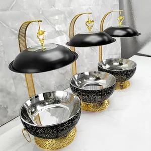 *Black Stainless Steel Chaffing Dish With Hanging Lid At