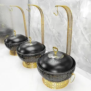 *Black Stainless Steel Chaffing Dish With Hanging Lid At