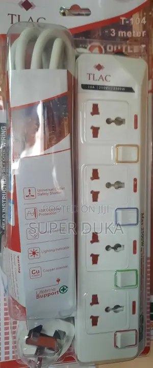 Heavy Duty Surge Protector 2500w Tlac Extension Socket.Switch Guard