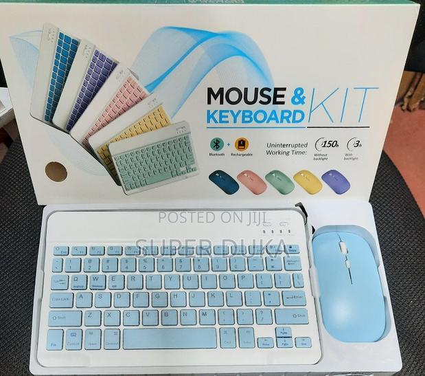 Keyboard Mouse Kit.Blue Rechargeable,Bluetooth/Wireless Combo