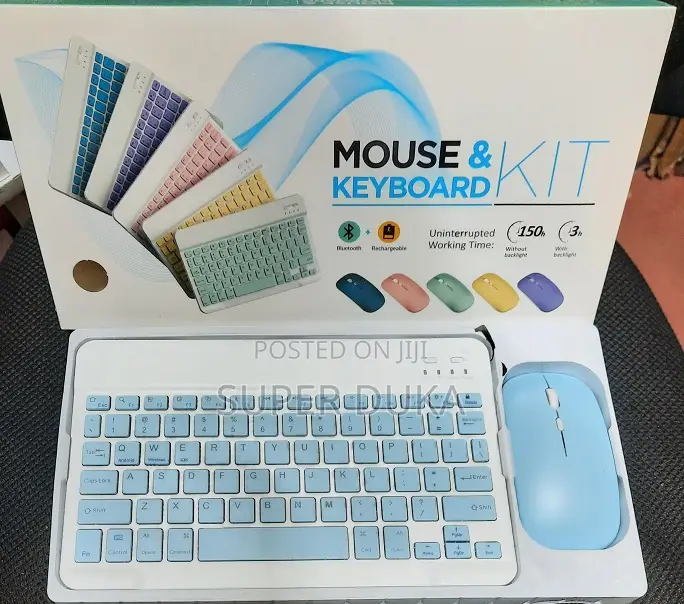 Keyboard Mouse Kit.Blue Rechargeable,Bluetooth/Wireless Combo