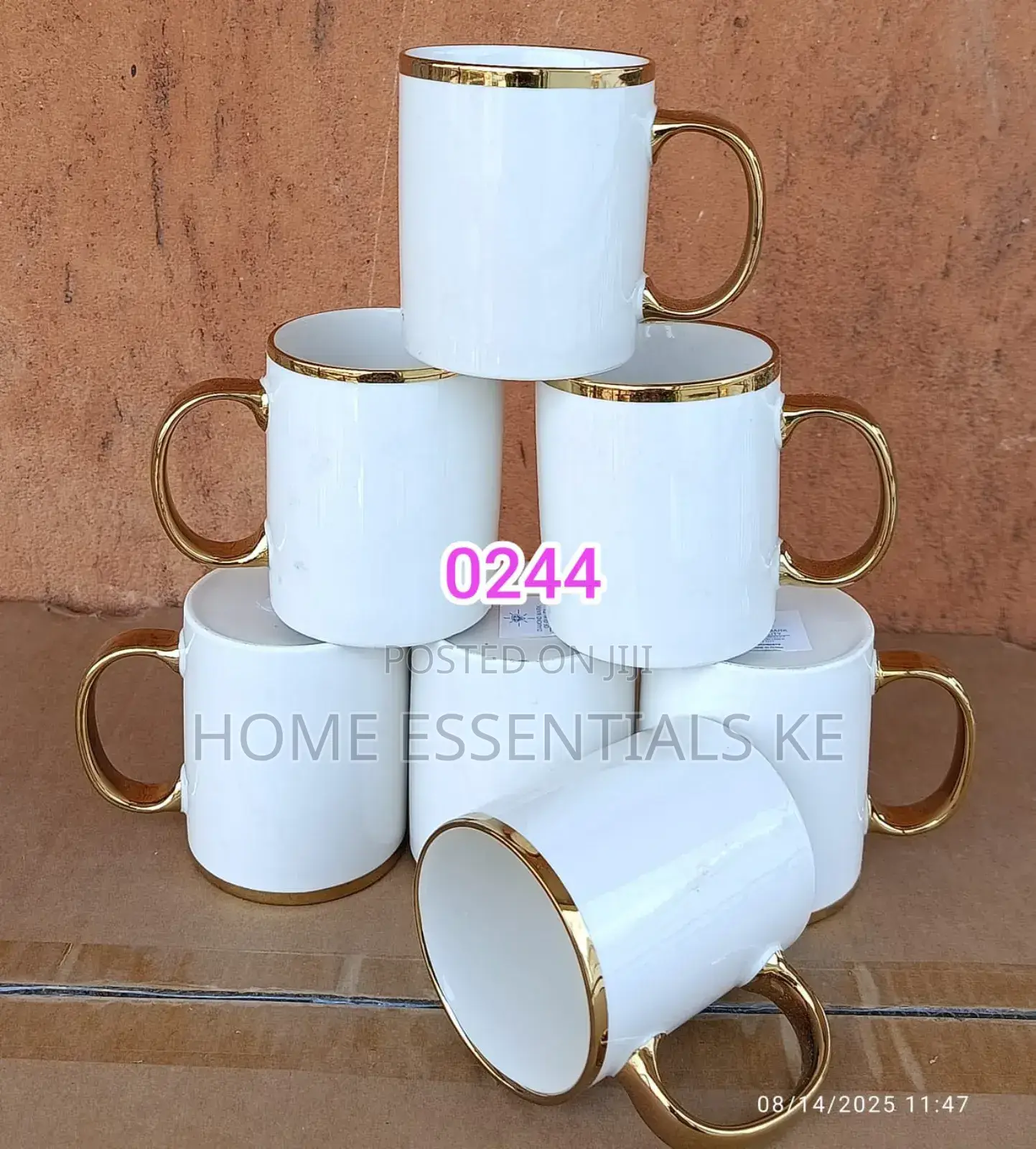 6pcs Gold Rim Mugs Set