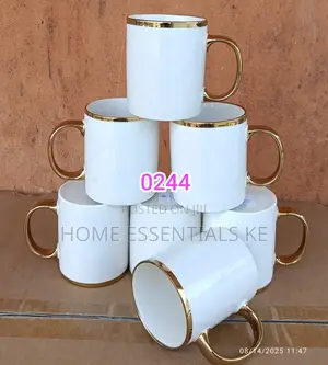 6pcs Gold Rim Mugs Set