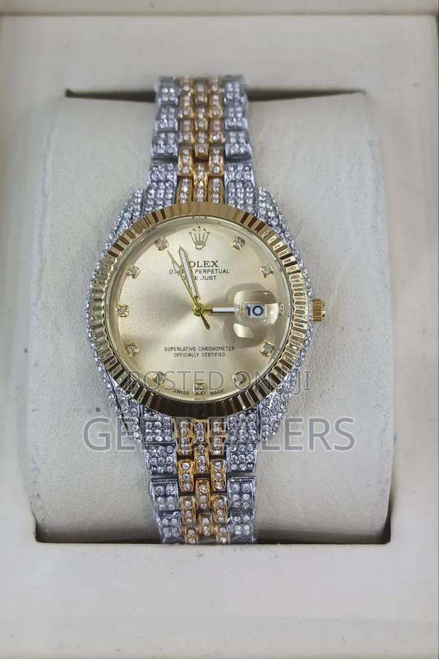 Iced Crystal Rolex Watch, - thumbnail 2
