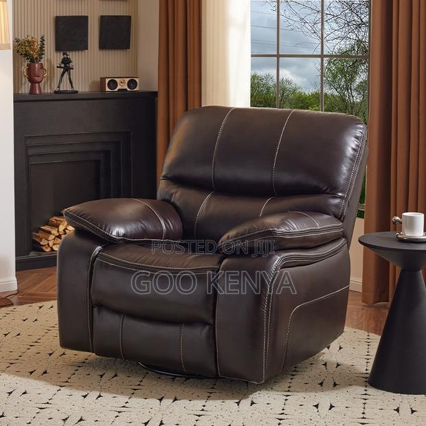 Home Sofa; 1-Seater Leather Reclining Sofa Chair - thumbnail 2