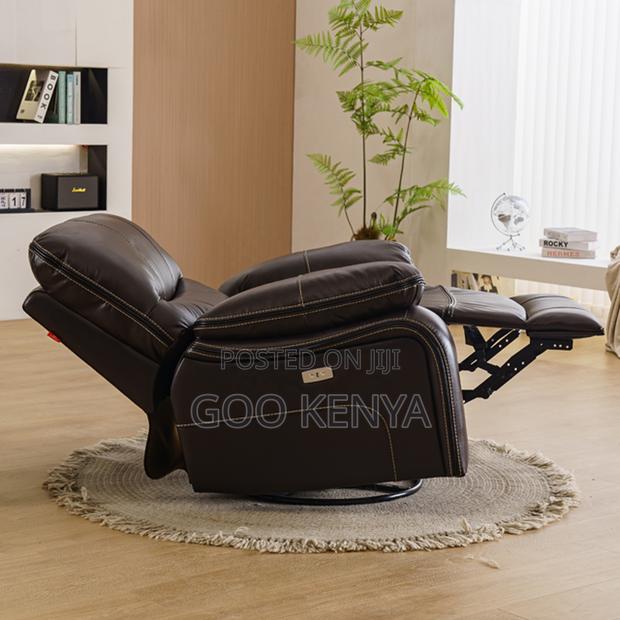 Home Sofa; 1-Seater Leather Reclining Sofa Chair - thumbnail 3