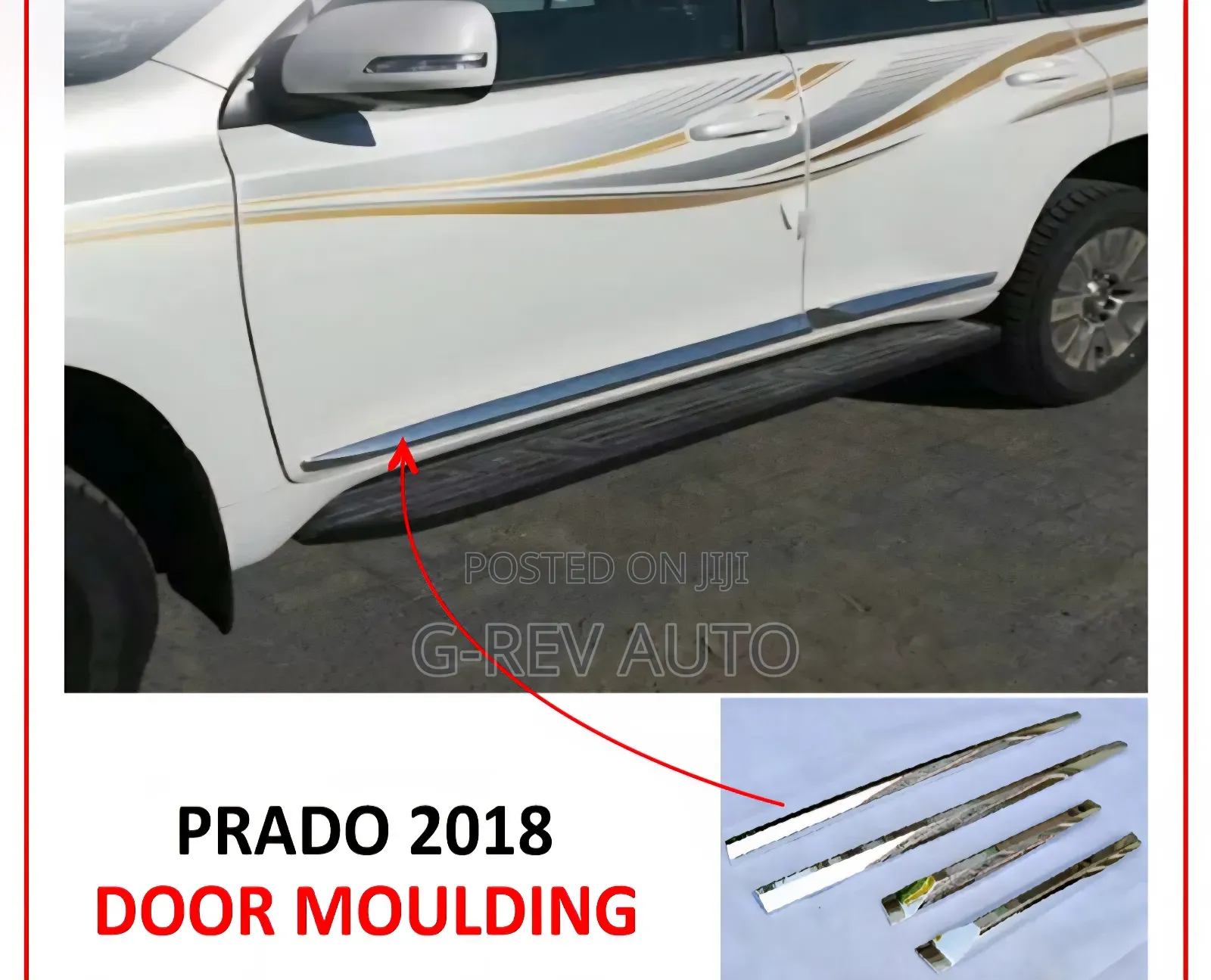 Prado J150 2010-2018 Door Chrome Mouldings.