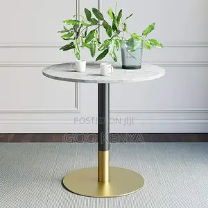 Home Coffee Table;Minimalist Marble-Top Coffee Table in Gold Finish