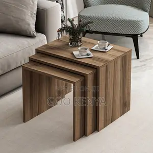 Home Coffee Table; Modern Square Wooden Nesting Coffee Table Set