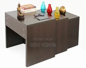 Home Coffee Table; Modern Square Wooden Nesting Coffee Table Set