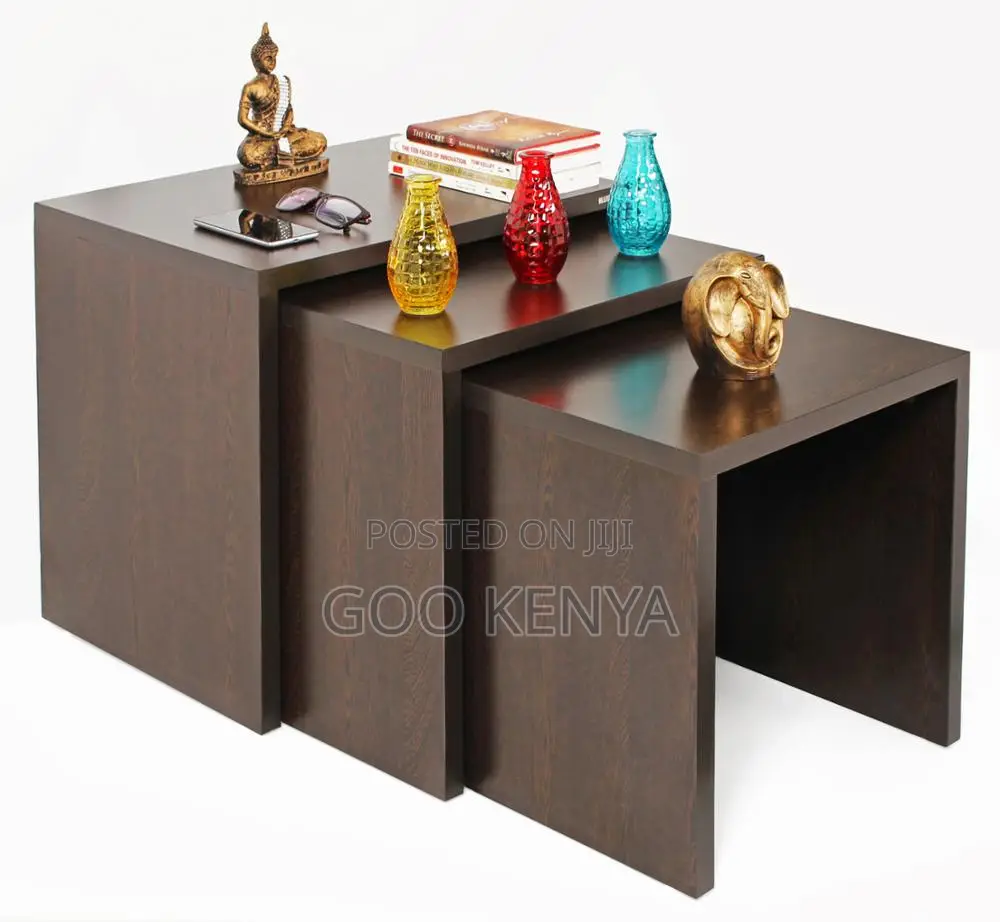Home Coffee Table; Modern Square Wooden Nesting Coffee Table Set