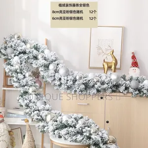 2.7m Christmas Pine Garland Snow Flocking Falling Cedar Rattan Art