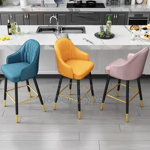 Bar Stool; High Leather Counter Stool With Back Support