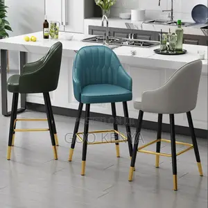 Bar Stool; High Leather Counter Stool With Back Support