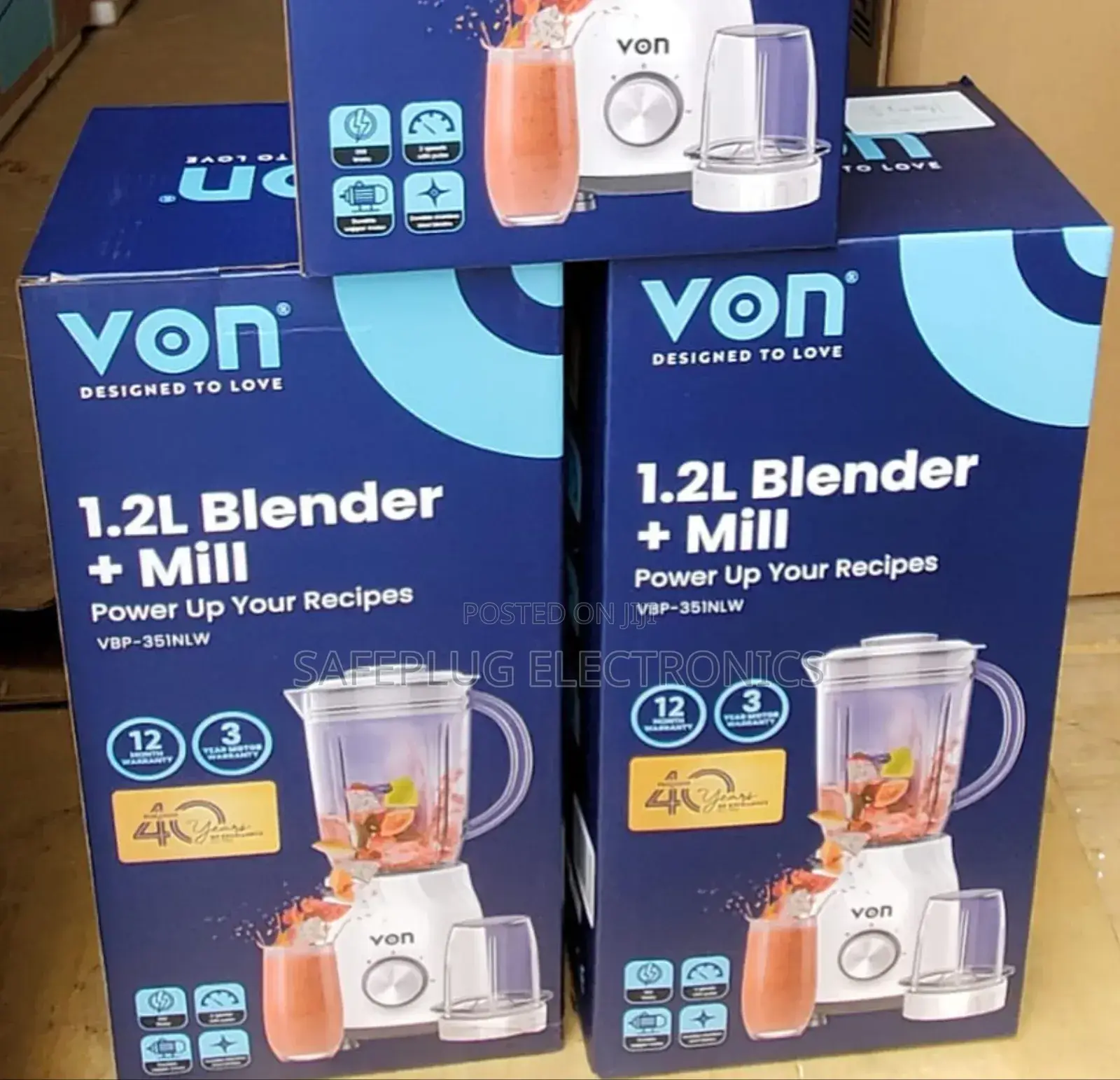 2 in 1 Von Blender Plus Mill 1.2 Litres Capacity