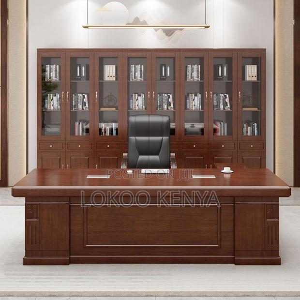 Office Desk : 1.6m Mahogany Office Executive Table - thumbnail 3