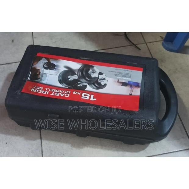 15kg Cast Iron Dumbbell Set In A Carrying Case.